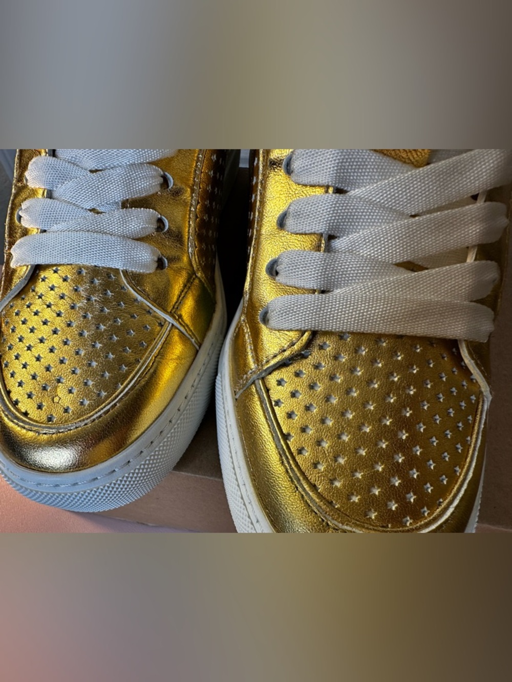 Zadig & Voltaire Metallic Gold Star-Perforated High-Top Sneakers - Picture 6 of 6